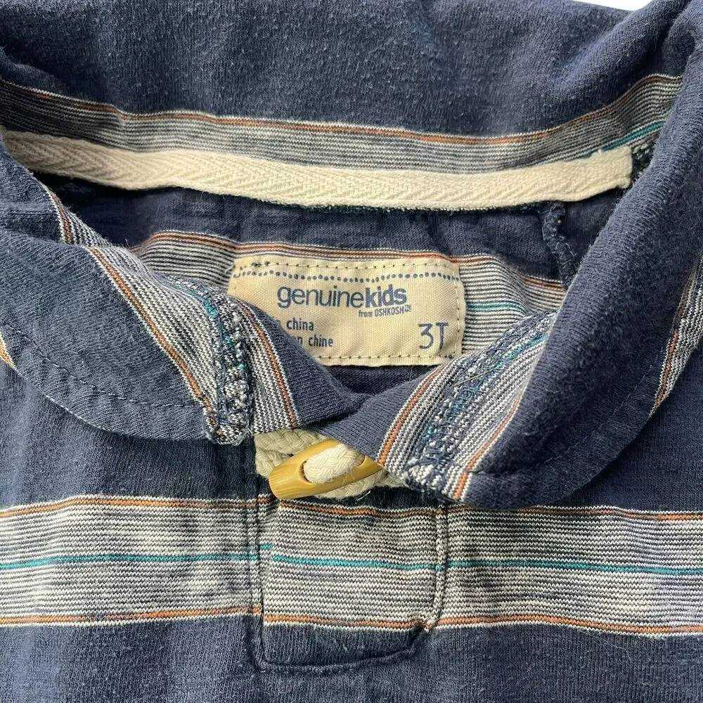 Genuine Kids by Oshkosh Toddlers Boys Pullover Stripe Blue Gray Size 3T GUC